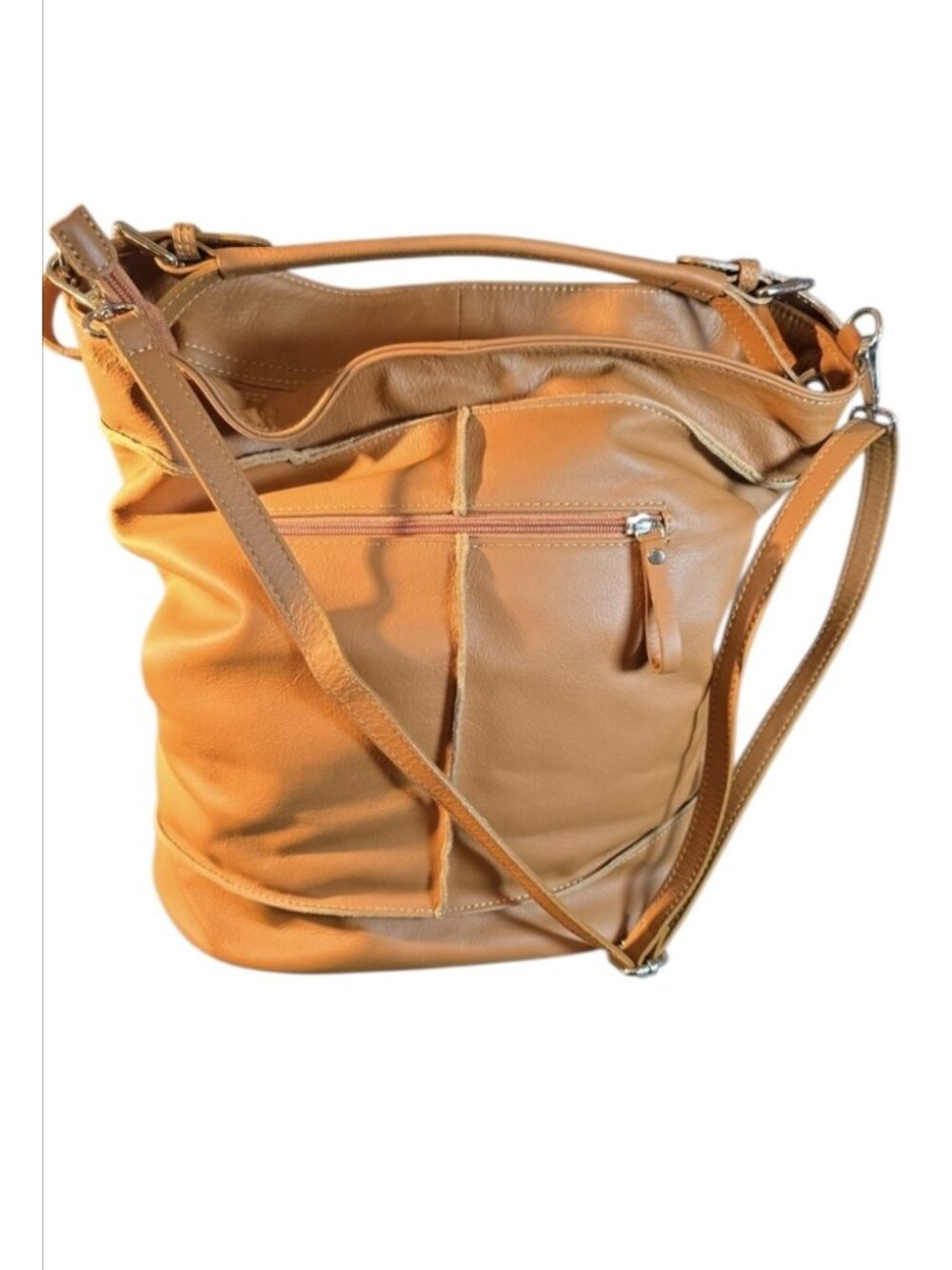 Brand New Brown Genuine Sauvage Leather Shoulder Bag Made in Italy